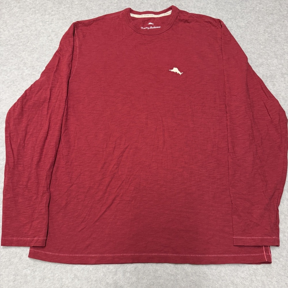 Tommy Bahama Shirt Mens Medium Red Long Sleeve Huladay Joyride Graphic Tee